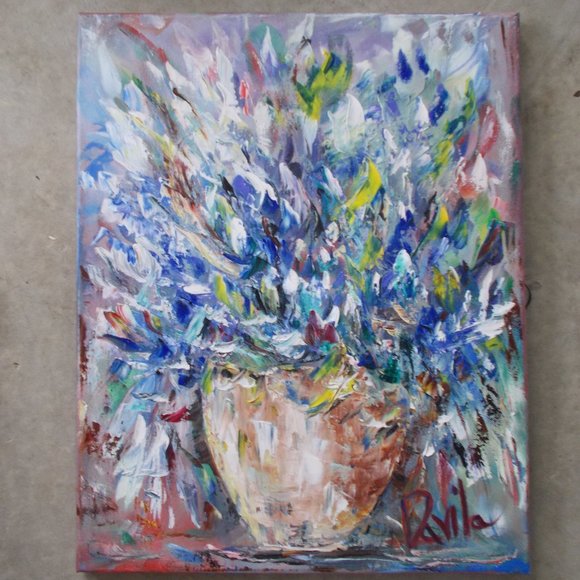 Certified original Texas Bluebonnets oil painting 16x20" - Picture 5 of 5